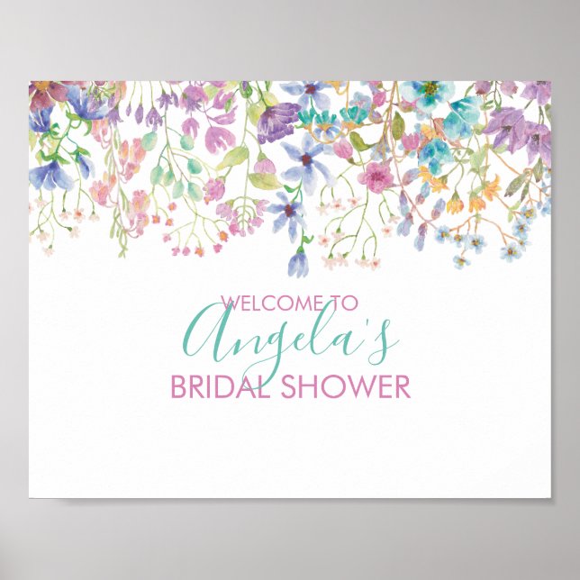 Poster Panneau de bienvenue pour la douche de mariée flor (Devant)