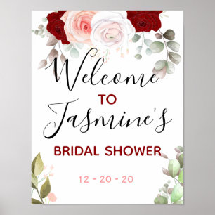 Poster Panneau de bienvenue pour la fête de mariage, Roug