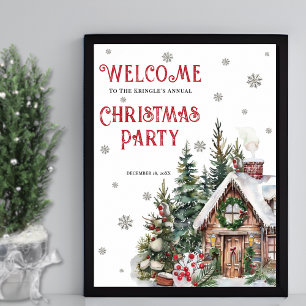 Poster Panneau de bienvenue pour la fête de Noël d'hiver