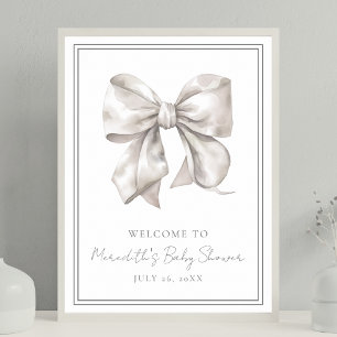Poster Panneau de bienvenue pour la fête prénatale White