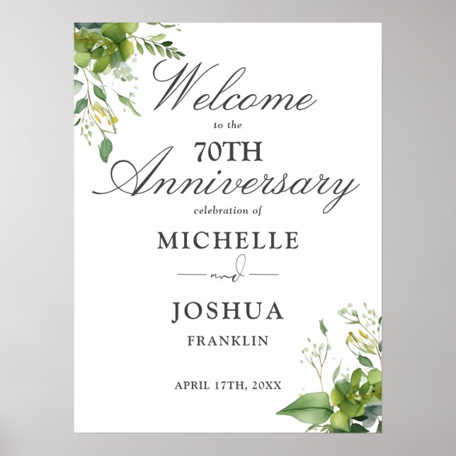 Poster Panneau de bienvenue pour les 70 ans de mariage av (Devant)