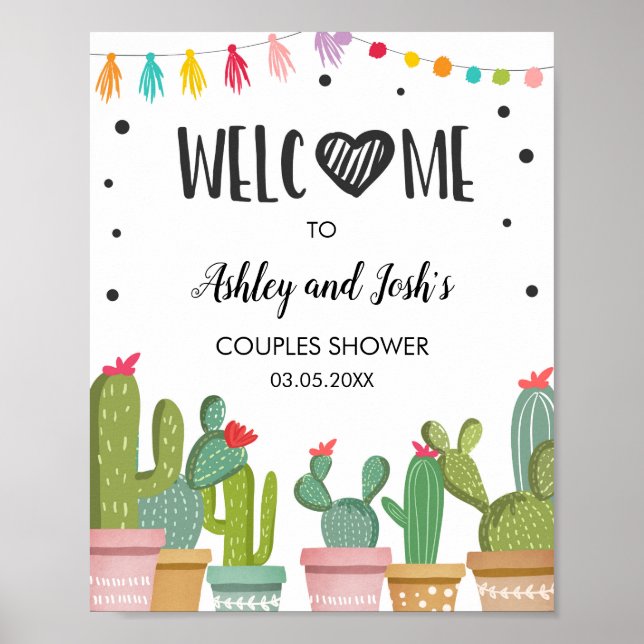 Poster Panneau de bienvenue pour mariage Cactus Fiesta en (Devant)