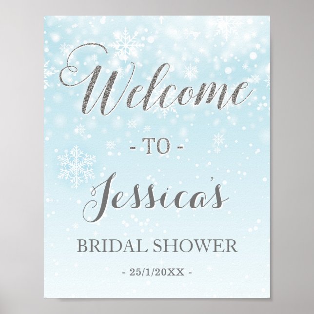 Poster Panneau de bienvenue pour mariage d'hiver bleu Won (Devant)
