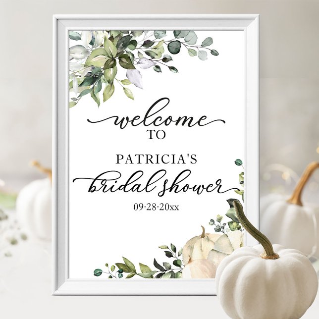 Poster Panneau de bienvenue pour mariage Greenery Pumpkin (Créateur téléchargé)