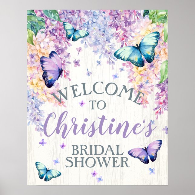 Poster Panneau de bienvenue pour mariage papillon (Devant)