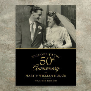 Poster Panneau de bienvenue pour photo de mariage d'anniv