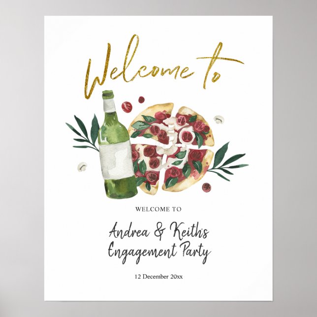 Poster Panneau de bienvenue pour pizza et bière, le parfa (Devant)
