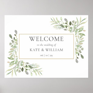 Poster Panneau de bienvenue pour portrait de mariage verd