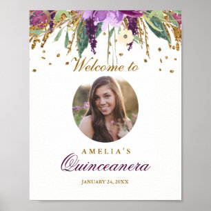 Poster Panneau de bienvenue pour Quinceanera Photo Améthy