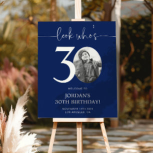 Poster Panneau de bienvenue pour un 30e anniversaire bleu