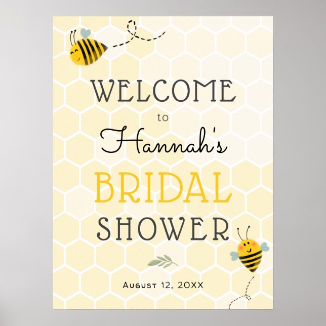 Poster Panneau de bienvenue pour un mariage de abeille (Devant)