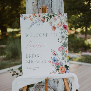 Poster Panneau de bienvenue pour un mariage floral Fleurs