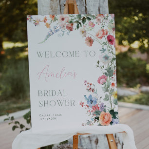 Poster Panneau de bienvenue pour un mariage floral Fleurs