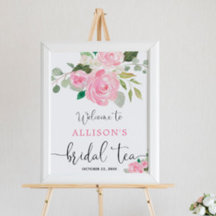 Poster Panneau de bienvenue pour un thé de mariage floral