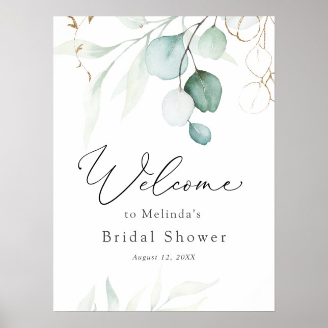 Poster Panneau de bienvenue pour une baby shower aquarell (Devant)