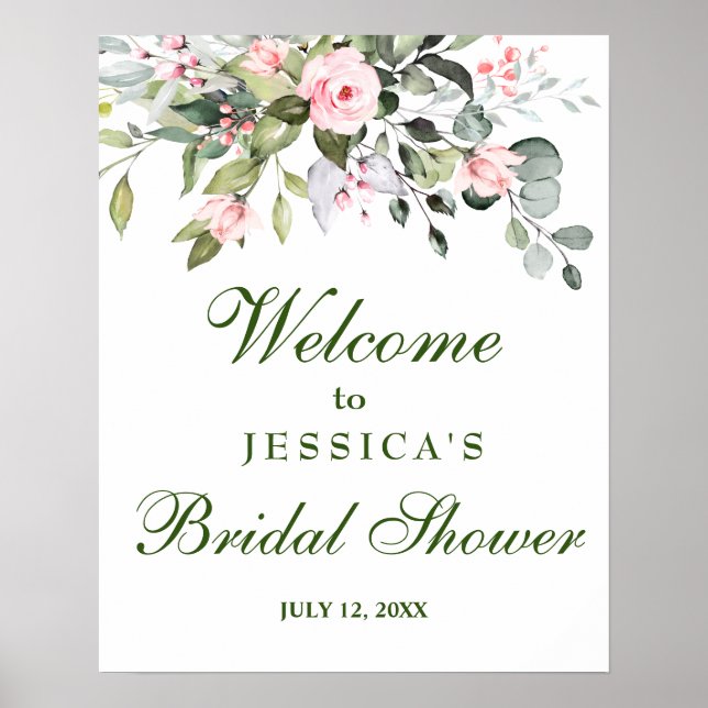 Poster Panneau de bienvenue pour une baby shower aquarell (Devant)