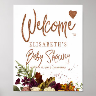 Poster Panneau de bienvenue pour une baby shower automnal