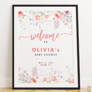 Poster Panneau de bienvenue pour une baby shower avec fle