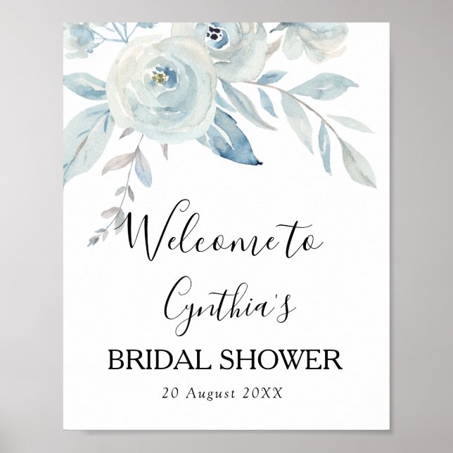 Poster panneau de bienvenue pour une baby shower bleu cla (Devant)