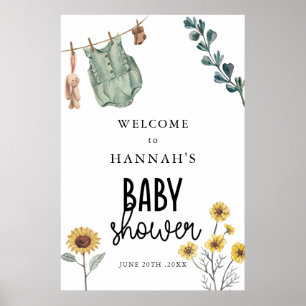 Poster Panneau de bienvenue pour une baby shower boho neu