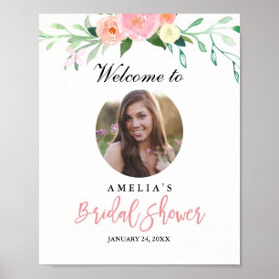 Poster Panneau de bienvenue pour une baby shower botaniqu