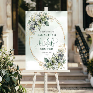 Poster Panneau de bienvenue pour une baby shower botaniqu