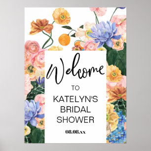 Poster Panneau de bienvenue pour une baby shower de fleur