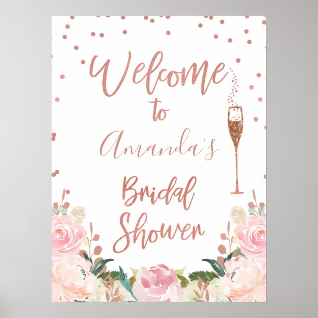 Poster Panneau de bienvenue pour une Baby Shower de rose  (Devant)
