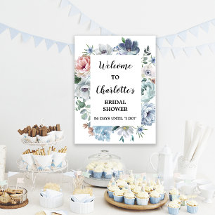 Poster Panneau de bienvenue pour une baby shower Dusty Bl