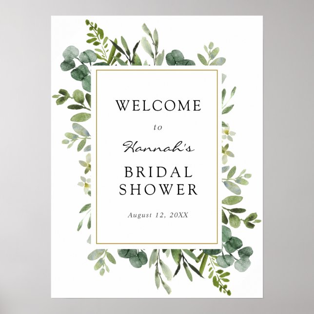 Poster Panneau de bienvenue pour une baby shower eucalypt (Devant)