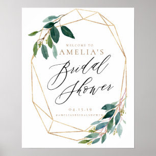 Poster Panneau de bienvenue pour une baby shower florale