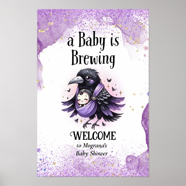 Poster Panneau de bienvenue pour une baby shower gothique (Devant)