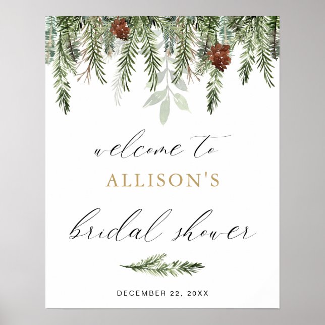 Poster Panneau de bienvenue pour une baby shower hivernal (Devant)