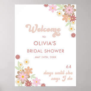 Poster Panneau de bienvenue pour une baby shower rétro fl