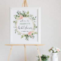 Panneau de bienvenue pour une baby shower rose et 