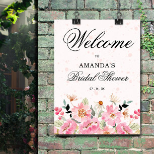 Poster Panneau de bienvenue pour une baby shower Rose Fle