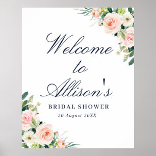 Poster panneau de bienvenue pour une baby shower rose pou