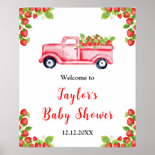 Poster Panneau de bienvenue pour une baby shower Strawber