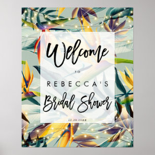 Poster panneau de bienvenue pour une baby shower tropical