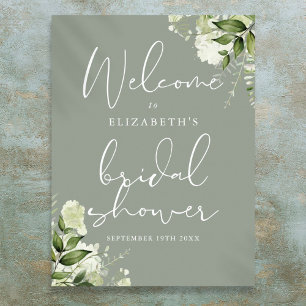 Poster Panneau de bienvenue pour une baby shower vert sau