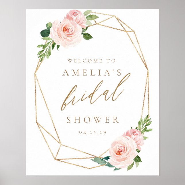 Poster Panneau de bienvenue pour une douche de mariage en (Devant)