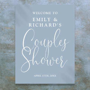 Poster Panneau de bienvenue pour une fête de couples bleu