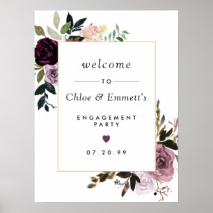 Poster Panneau de bienvenue pour une fête de fiançailles 