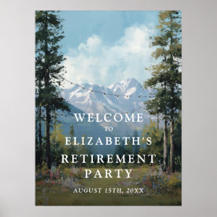 Poster Panneau de bienvenue pour une fête de retraite flo