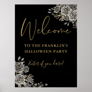 Poster Panneau de bienvenue pour une fête Halloween flora