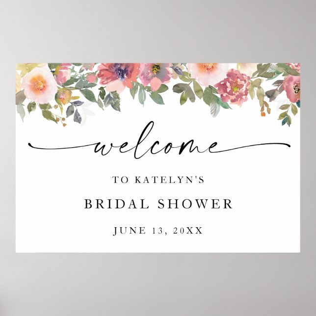 Poster Panneau de bienvenue pour une fête prénuptiale aux (Devant)