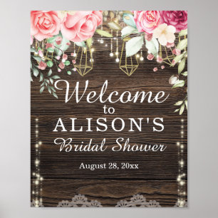 Poster Panneau de bienvenue pour une fête prénuptiale flo