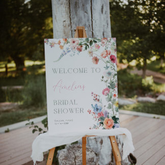 Poster Panneau de bienvenue pour une fête prénuptiale flo