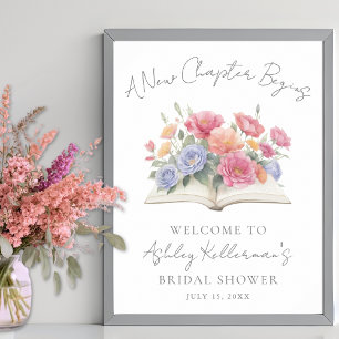Poster Panneau de bienvenue pour une fête prénuptiale flo