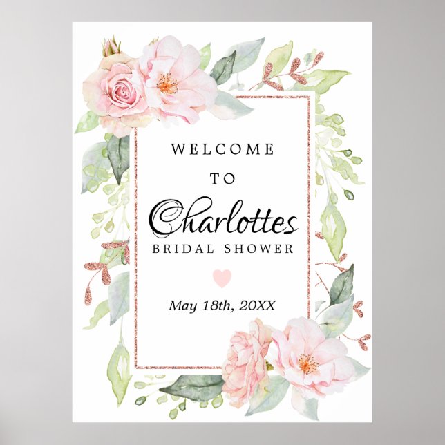 Poster Panneau de bienvenue pour une fête prénuptiale ros (Devant)